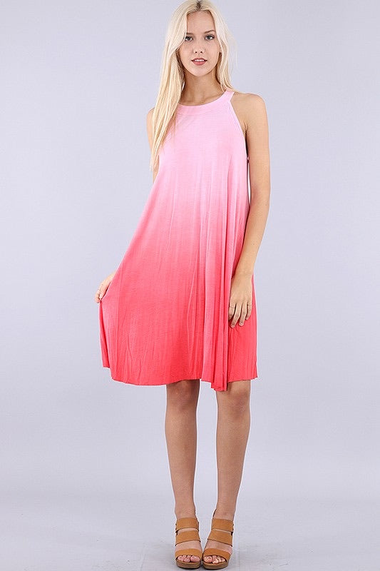 rose pink ombre swing dress